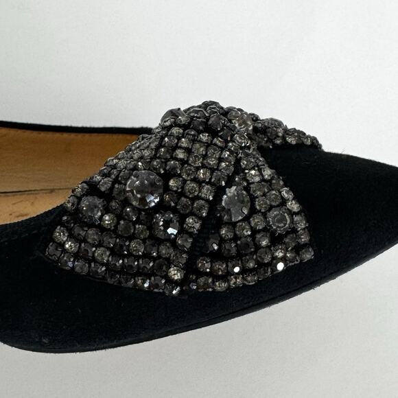 Tory Burch Vanessa Suede Rhinestone Bow Flats Sparkly Crystal Black US 8M - Picture 13 of 13